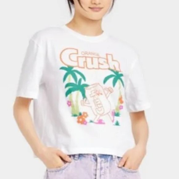 Orange Crush Cropped Graphic T-Shirt Size Xxl